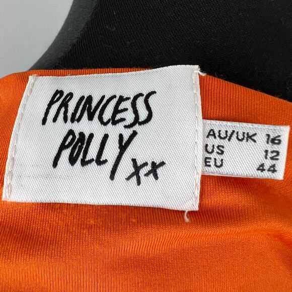 Princess Polly Orange Square Neck Scoop Back Sleeveless Bodysuit One Piece 12 - Picture 6 of 7
